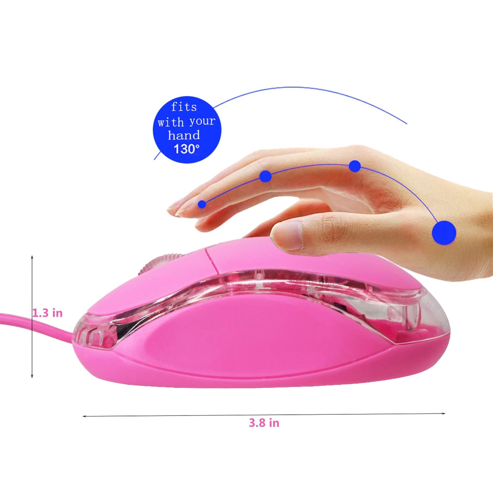 Pink Mini Mouse Computer Mouse Ergonomic Mouse with 1.5M Cable USB Mouse for Laptop PC Desktop mice Compatible with Windows Linux Mac fit for Office Business Home Kids and Lady by SOONGO