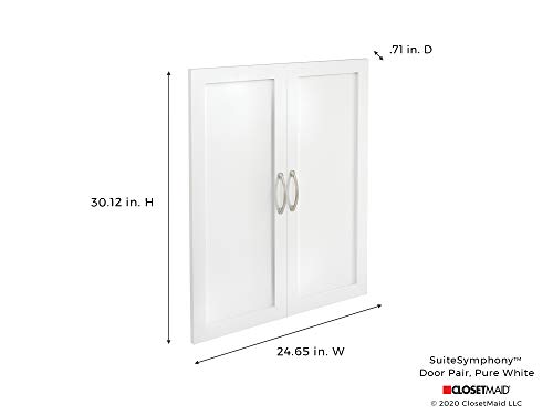 ClosetMaid SuiteSymphony Wood Closet Set, Add On Accessory Shaker Style, For Storage, Clothes, Units, Pure White/Satin Nickel, 25" Door Pair