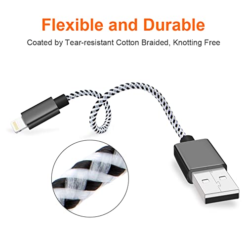 CableCreation 0.5 Feet Short iPhone Charger Cable, [MFi Certified] Lightning to USB Data Sync Cord, Compatible with iPhone 14/14 Pro, AirPods Pro, iPhone 13/13 Pro/12, iPad Pro, Air, 0.15M Black&White