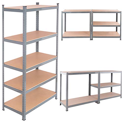 Tangkula 72" Storage Shelves, Heavy Duty Steel Frame 5-Tier Garage Shelf, Metal Multi-Use Storage Shelving Unit for Home/Office/Dormitory/Garage