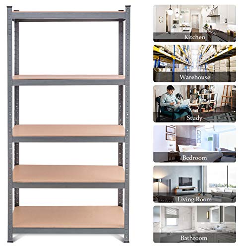 Tangkula 72" Storage Shelves, Heavy Duty Steel Frame 5-Tier Garage Shelf, Metal Multi-Use Storage Shelving Unit for Home/Office/Dormitory/Garage