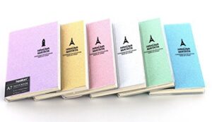 premium 6 pack pocket mini notebooks - 3x4" glitter thread-bound ruled note pads with plastic cover 6 assorted colors (great slumber party supplies)