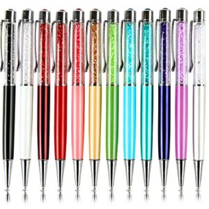 MengRan® Bling Bling Slim Crystal Diamond pens ink Ballpoint Pens,Black ink,(Pack of 12)