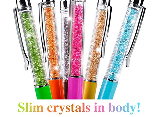 MengRan® Bling Bling Slim Crystal Diamond pens ink Ballpoint Pens,Black ink,(Pack of 12)