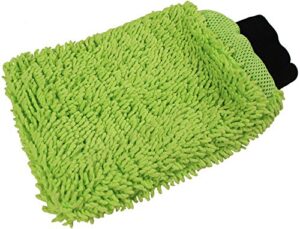 detailer's preference reversible wash and scour mitt – cross weave & chenille microfiber washing mitten for car cleaning, lime green