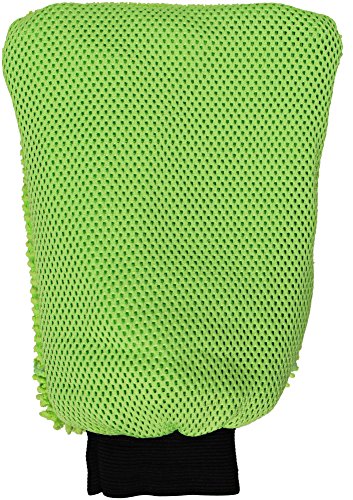 Detailer's Preference Reversible Wash and Scour Mitt – Cross Weave & Chenille Microfiber Washing Mitten for Car Cleaning, Lime Green