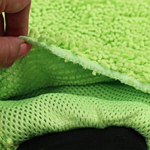 Detailer's Preference Reversible Wash and Scour Mitt – Cross Weave & Chenille Microfiber Washing Mitten for Car Cleaning, Lime Green