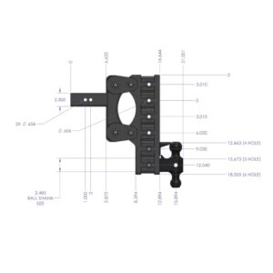 GEN-Y GH-1326 The BOSS Torsion-Flex Adjustable 12" Drop Hitch with GH-061 Dual-Ball, GH-062 Pintle Lock for 2.5" Receiver - 21,000 LB Towing Capacity - 2,400 LB Tongue Weight