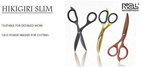 NAKABAYASHI Stationery Hikigiri Slim Scissors for Delicate Cutting (Dark Gray)