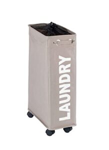 taupe corno slimlaundry basket - thin laundry hamper with wheels - small space laundry bin - narrow hamper, laundry collector, laundry basket with wheels