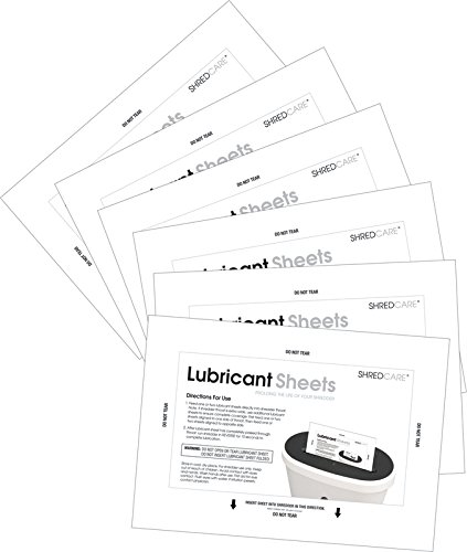 Shredcare Paper Shredder Lubricant Sheets SCLS6 (Pack of 6) 8.5" x 6"