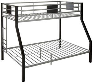 signature design by ashley dinsmore industrial twin over full metal children's bunk bed with ladder, black & gray