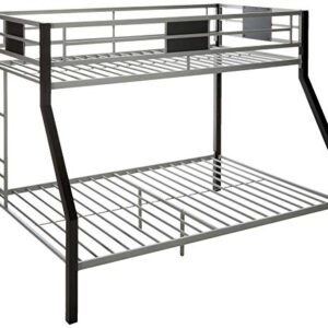 Signature Design by Ashley Dinsmore Industrial Twin Over Full Metal Children's Bunk Bed with Ladder, Black & Gray