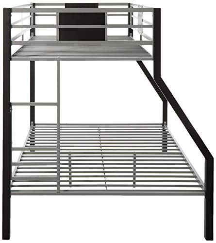 Signature Design by Ashley Dinsmore Industrial Twin Over Full Metal Children's Bunk Bed with Ladder, Black & Gray