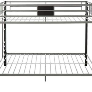 Signature Design by Ashley Dinsmore Industrial Twin Over Full Metal Children's Bunk Bed with Ladder, Black & Gray