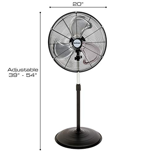 Hurricane Stand Fan - 20 Inch, Pro Series, High Velocity, Heavy Duty Metal For Industrial, Commercial, Residential, & Greenhouse Use - ETL Listed, Black