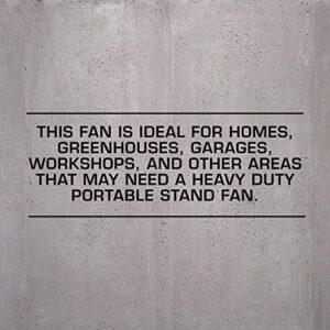 Hurricane Stand Fan - 20 Inch, Pro Series, High Velocity, Heavy Duty Metal For Industrial, Commercial, Residential, & Greenhouse Use - ETL Listed, Black