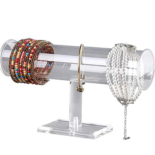 Acrylic Removable Bracelet Display Holder Stand 1 Tier Jewelry Rack Watch Headdress Flower Organizer T Bar I-Shaped Shelf Case