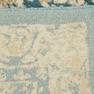 Unique Loom Oslo Collection Traditional Botanical Teal Runner Rug (3' x 13')