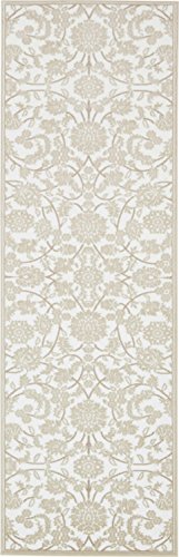 Unique Loom Rushmore Collection Area Rug - Taft (3' x 9' 10" Runner, Snow White/ Beige)