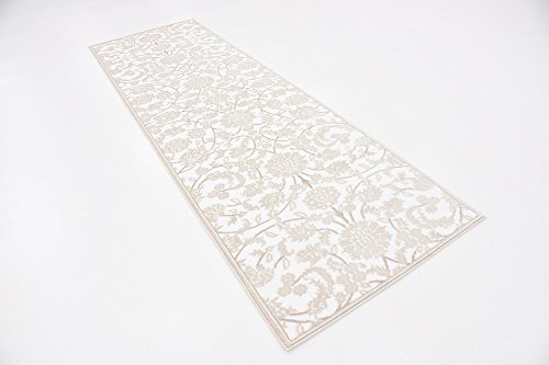 Unique Loom Rushmore Collection Area Rug - Taft (3' x 9' 10" Runner, Snow White/ Beige)