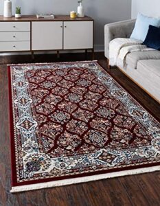 unique loom narenj collection classic traditional textured repeat design area rug, 5' 0" x 8' 0", burgundy/tan