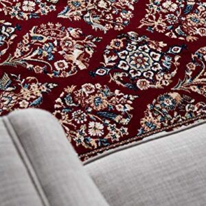 Unique Loom Narenj Collection Classic Traditional Textured Repeat Design Area Rug, 5' 0" x 8' 0", Burgundy/Tan