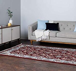 Unique Loom Narenj Collection Classic Traditional Textured Repeat Design Area Rug, 5' 0" x 8' 0", Burgundy/Tan