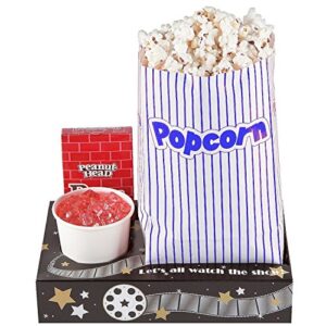 Fun Express Movie Night Snack Trays - Holds Popcorn, Drink and Candy - Set of 12 - Party Supplies