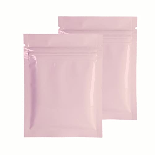 QQ Studio 100 Durable Double-Sided Metallic Foil Mylar Flat Ziplock Bag 7.5x10cm (3x4) (Pink)