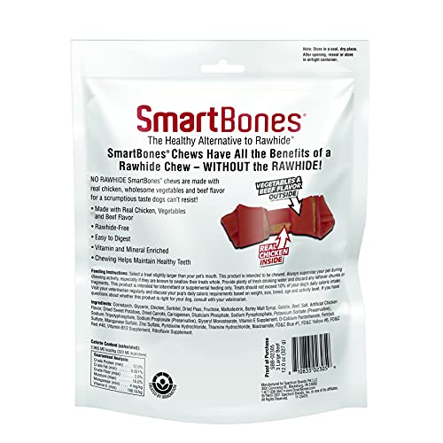 SmartBones Dog Chews, Rawhide-Free Dog Bones Made With Real Meat and Vegetables, 3 Count Large