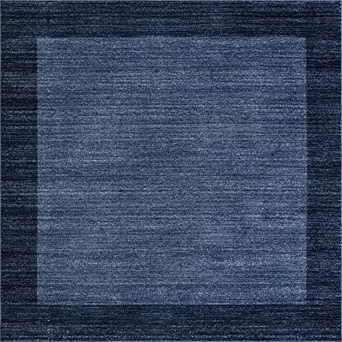 Unique Loom Del Mar Collection Area Rug - Abigail (7' 10" Square, Navy Blue/ Blue)