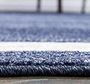 Unique Loom Del Mar Collection Area Rug - Maria (7' 1" x 10' Rectangle, Navy Blue/ Ivory)