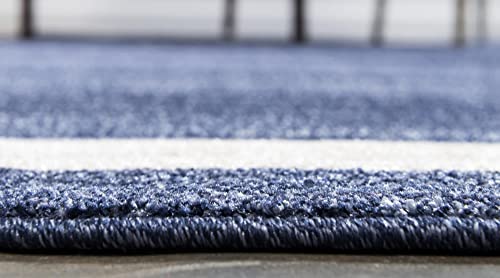 Unique Loom Del Mar Collection Area Rug - Maria (7' 1" x 10' Rectangle, Navy Blue/ Ivory)