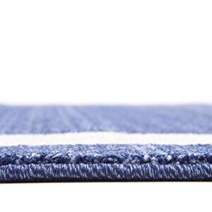 Unique Loom Del Mar Collection Area Rug - Maria (7' 1" x 10' Rectangle, Navy Blue/ Ivory)