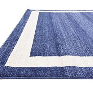 Unique Loom Del Mar Collection Area Rug - Maria (7' 1" x 10' Rectangle, Navy Blue/ Ivory)