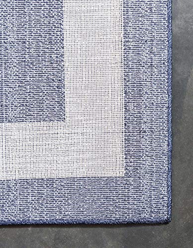 Unique Loom Del Mar Collection Area Rug - Maria (7' 1" x 10' Rectangle, Navy Blue/ Ivory)