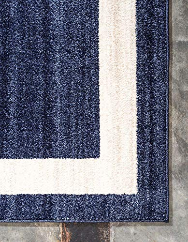 Unique Loom Del Mar Collection Area Rug - Maria (7' 1" x 10' Rectangle, Navy Blue/ Ivory)