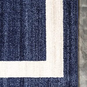 Unique Loom Del Mar Collection Area Rug - Maria (7' 1" x 10' Rectangle, Navy Blue/ Ivory)