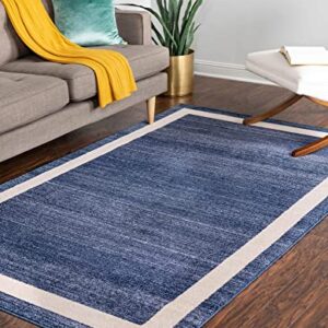 Unique Loom Del Mar Collection Area Rug - Maria (7' 1" x 10' Rectangle, Navy Blue/ Ivory)