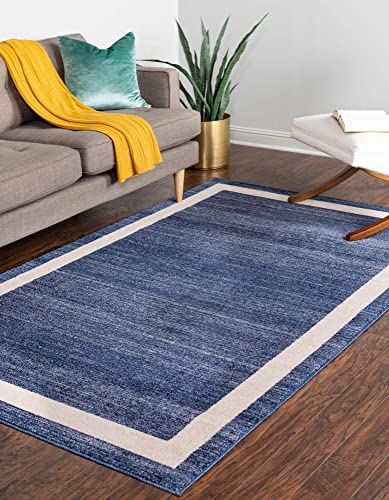 Unique Loom Del Mar Collection Area Rug - Maria (7' 1" x 10' Rectangle, Navy Blue/ Ivory)