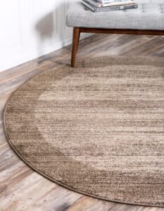 unique loom del mar collection area rug - abigail (6' 1" round, beige/ ivory)