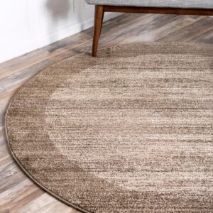 Unique Loom Del Mar Collection Area Rug - Abigail (6' 1" Round, Beige/ Ivory)