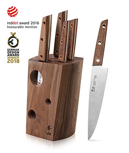 Cangshan W Series 6 Piece German Steel Knife Block Set, Walnut