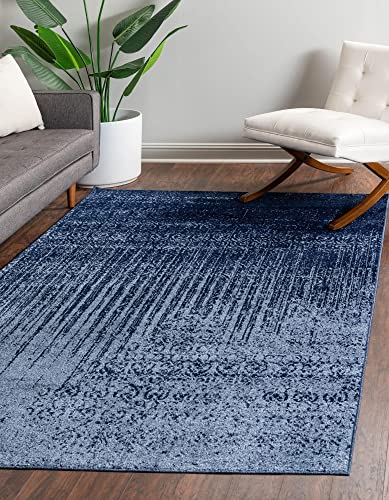 Unique Loom Del Mar Collection Area Rug - Jennifer (7' 10" x 10' Rectangle, Blue/ Navy Blue)