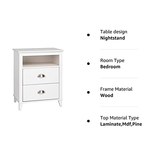 Prepac Yaletown 2-Drawer Tall Nightstand, White