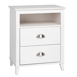 prepac yaletown 2-drawer tall nightstand, white