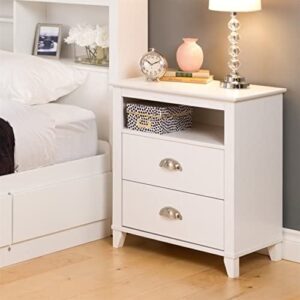 Prepac Yaletown 2-Drawer Tall Nightstand, White