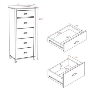 Prepac Yaletown 5-Drawer Tall Chest, White