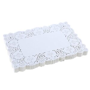 DECORA 9X6.5 Inch Rectangle White Paper Doilies for Birthday Party Wedding Tableware Decoration,Pack of 200